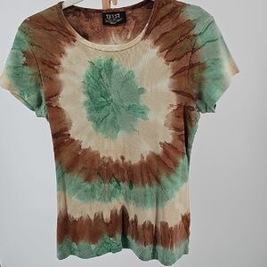 Tryst Earthy Tie-Dye Short Sleeve Size M Top 100104